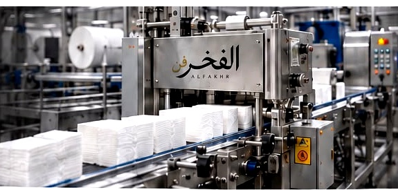 ماكينة تصنيع المناديل الورقية بمصنع الفخر فن